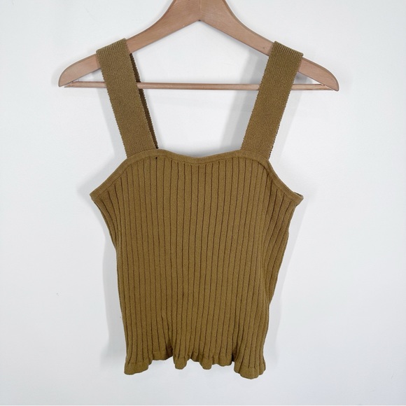 Madewell Tilney Ribbed Sweater Tank Top Large Green - Picture 2 of 7